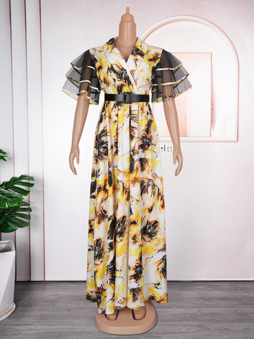 Plus Size African Women Printed Dress Puff Sleeve Long Dress 9