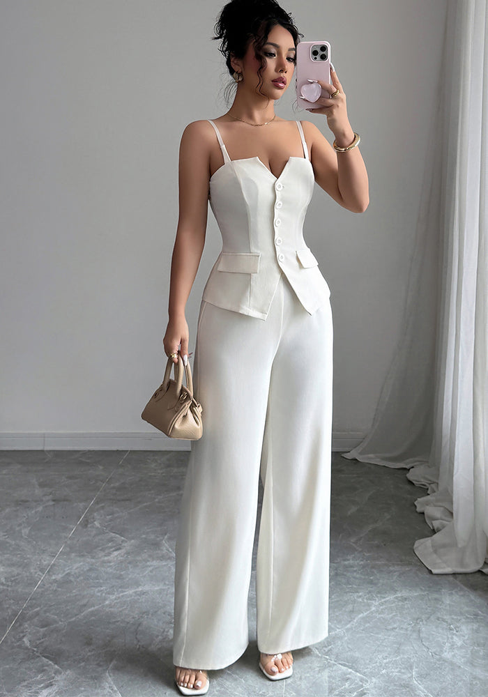 Chic Casual Sleeveless Vest & Wide-Leg Pants Set
