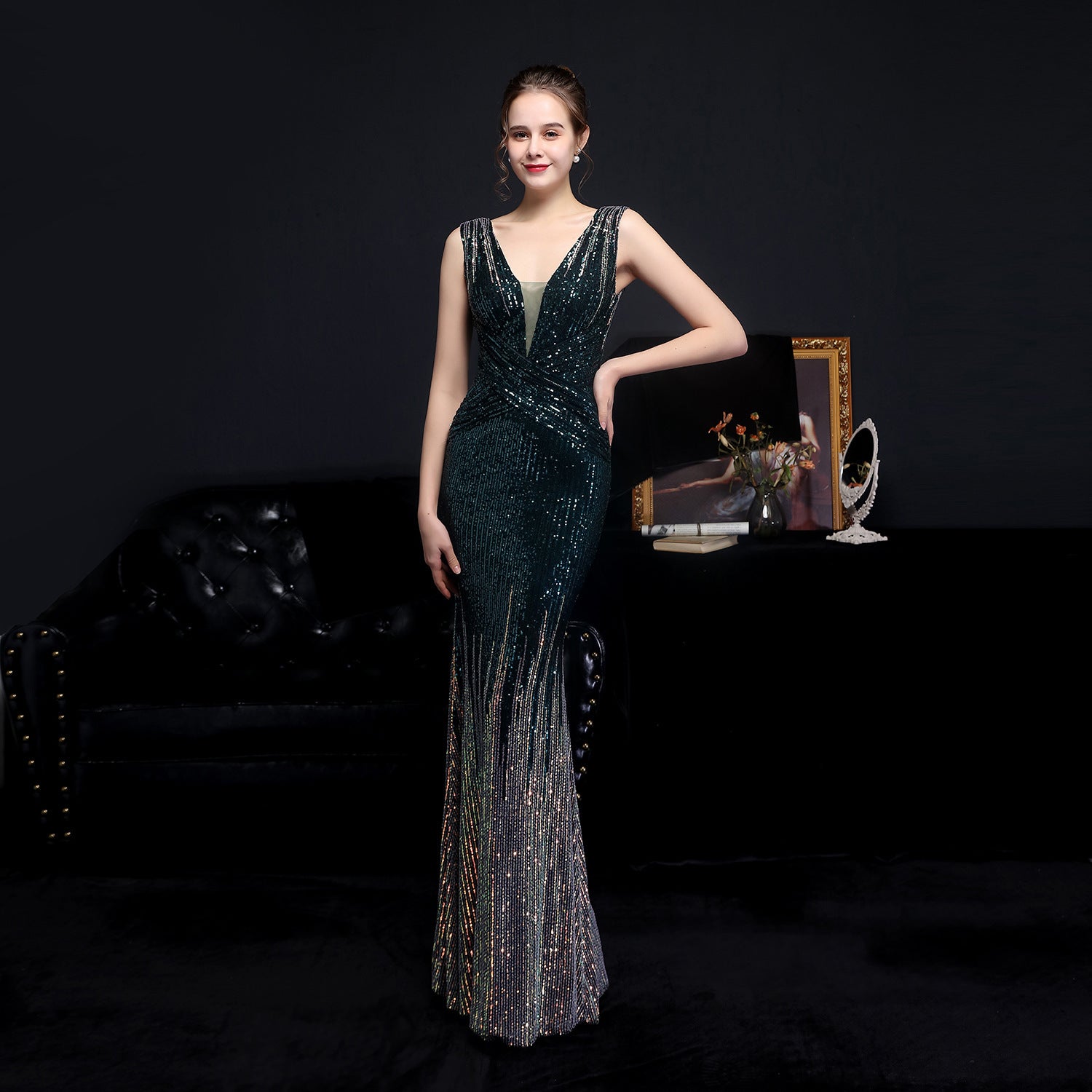 Summer Formal Sleeveless v-Neck Elegant Evening Dress 8