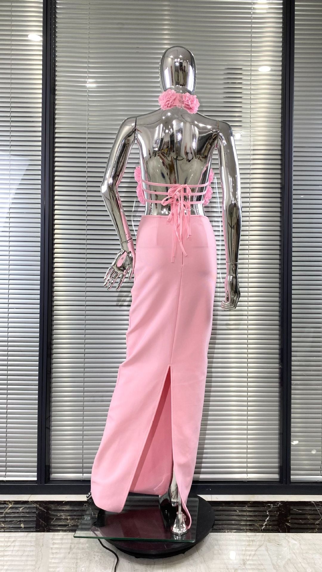 Women Floral Sexy Hollow Backless Halter Neck Red Summer Party and Holiday Bandage Dress 23