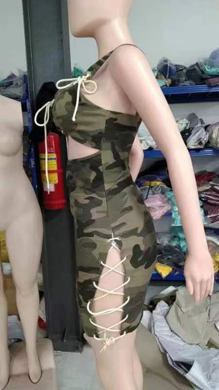 Women suspender strap camouflage dress 10