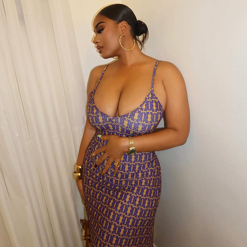 Printed Strap Low-Back Sleeveless Long Dress 5