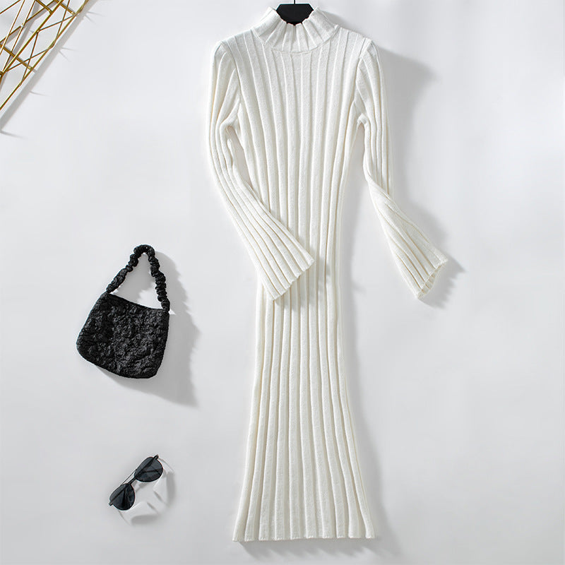Autumn Winter fashion high collar Knitting long Tight Fitting sweater dress 8