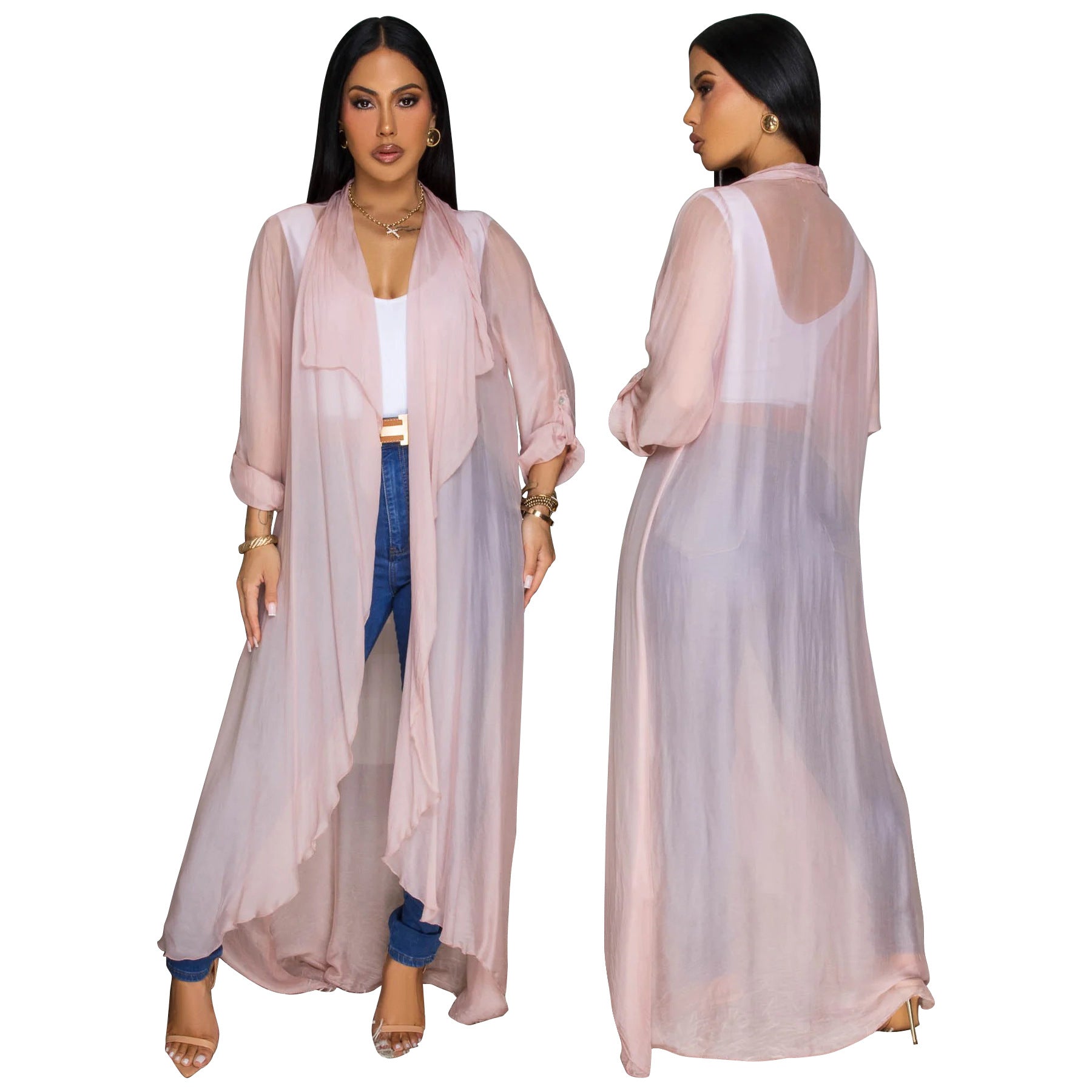 Women's Casual Chiffon Long Shirt Sun Protection Jacket 4