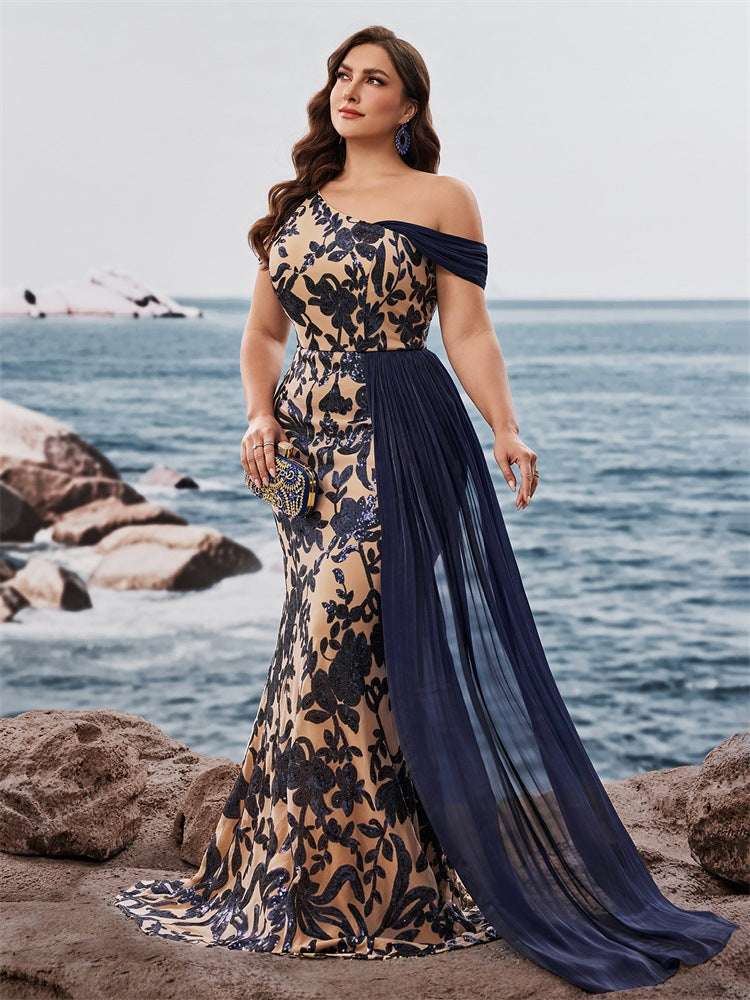 Plus Size Women's Sequin Sleeveless Formal Party Chic Slim Mermaid Long Gown 4