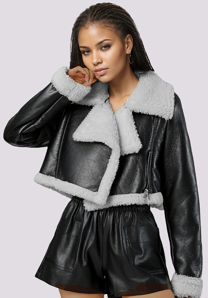 Women Fall/Winter Fleece Top and Shorts Two-Piece Set