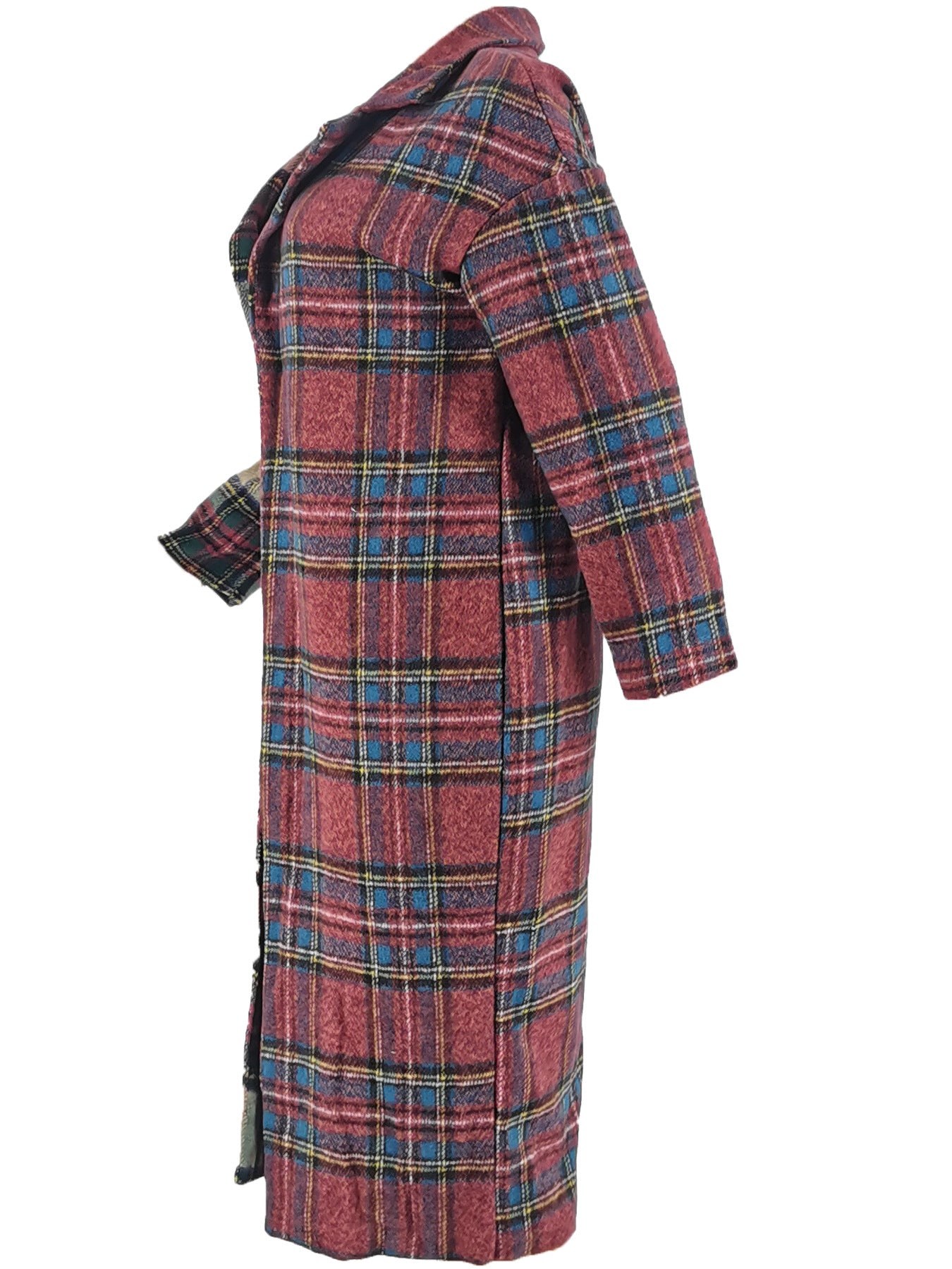 Women Winter Plaid Long Sleeve Long Coat 3