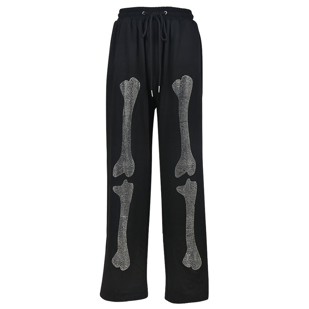 Autumn Women's Fashion Trend Beaded Skull Sweatpants Casual Pants 8