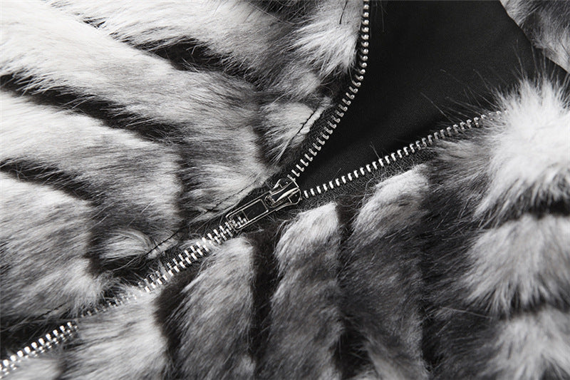 Women Autumn Elegant Turndown Collar Furry Coat 14