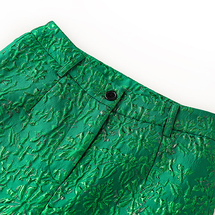 Green Embroidered Blazer Pants Two Piece Suit 5