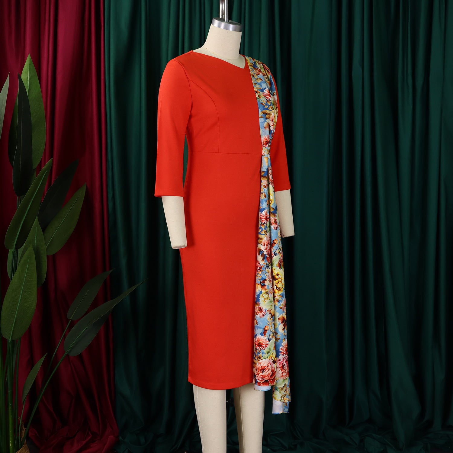 Plus Size Women's Chic OL Elegant Patchwork African Dress 14