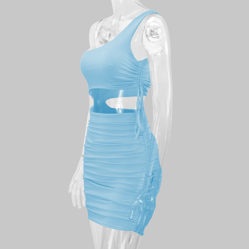 Women sexy hollow pleated Bodycon Dress 25