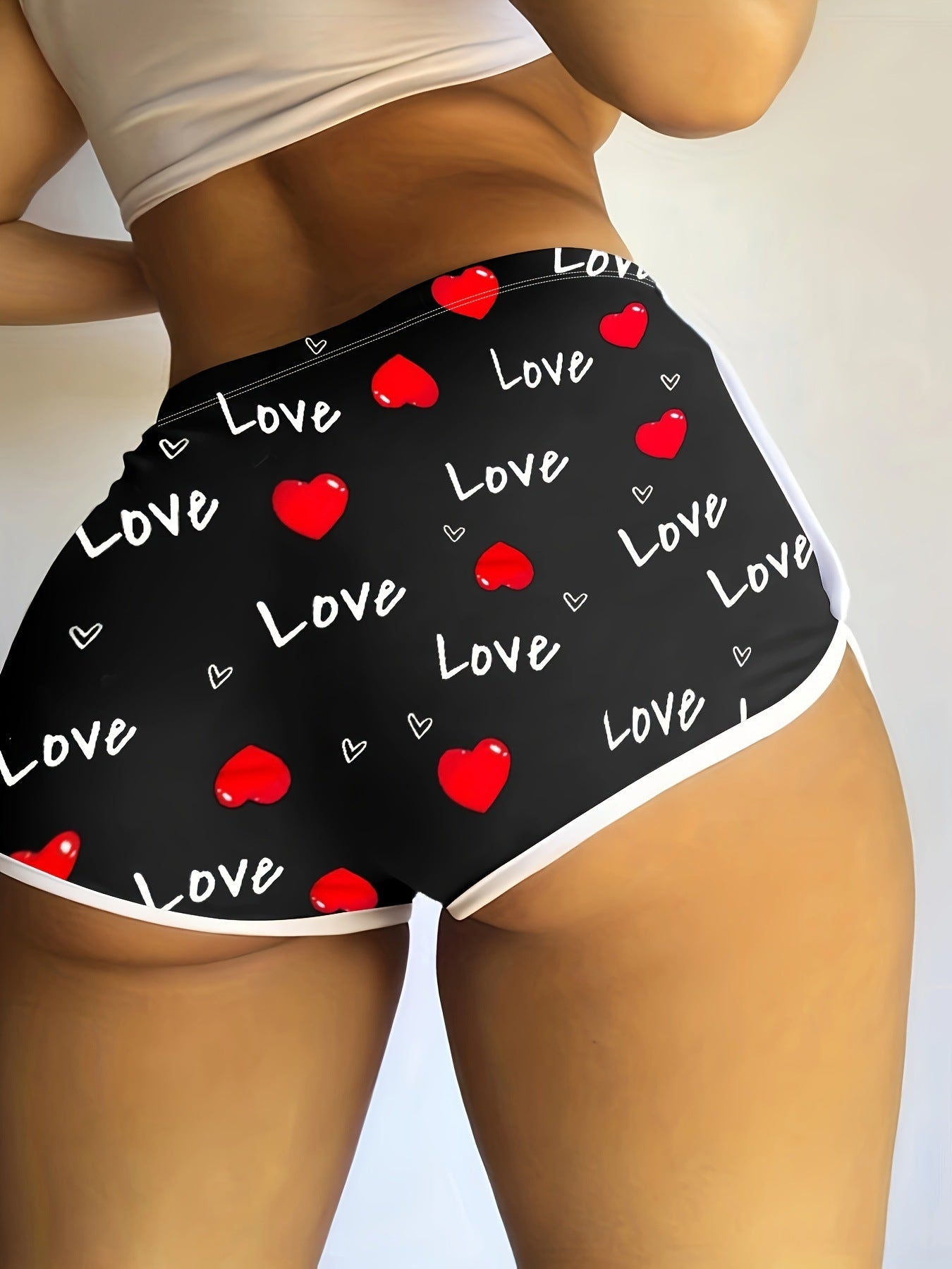 Heart Letter Printed Sexy Shorts 3
