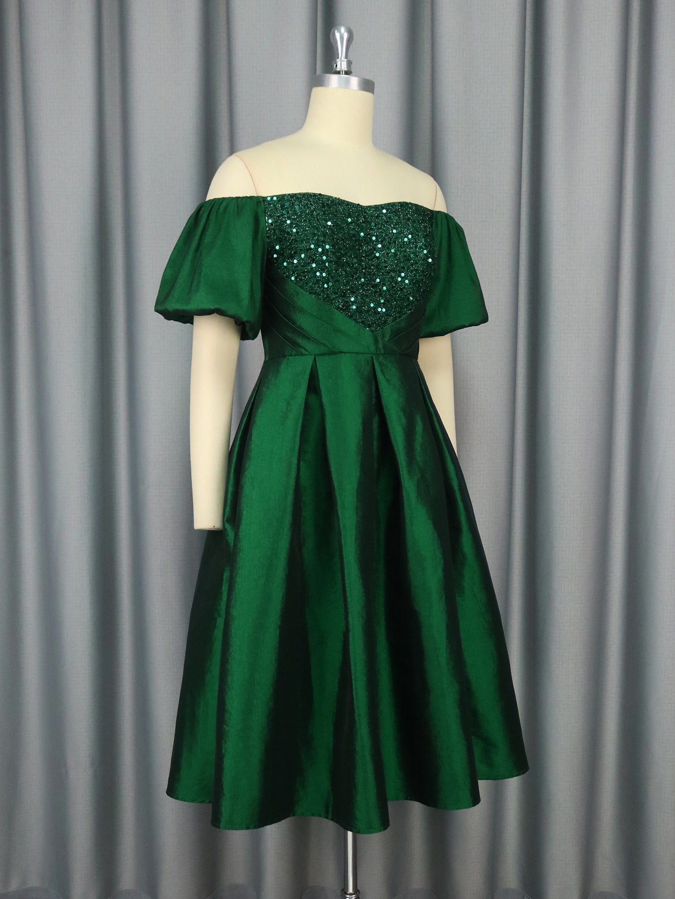 Women Retro Sexy Off Shoulder Elegant Sequin Formal Party Dress 9