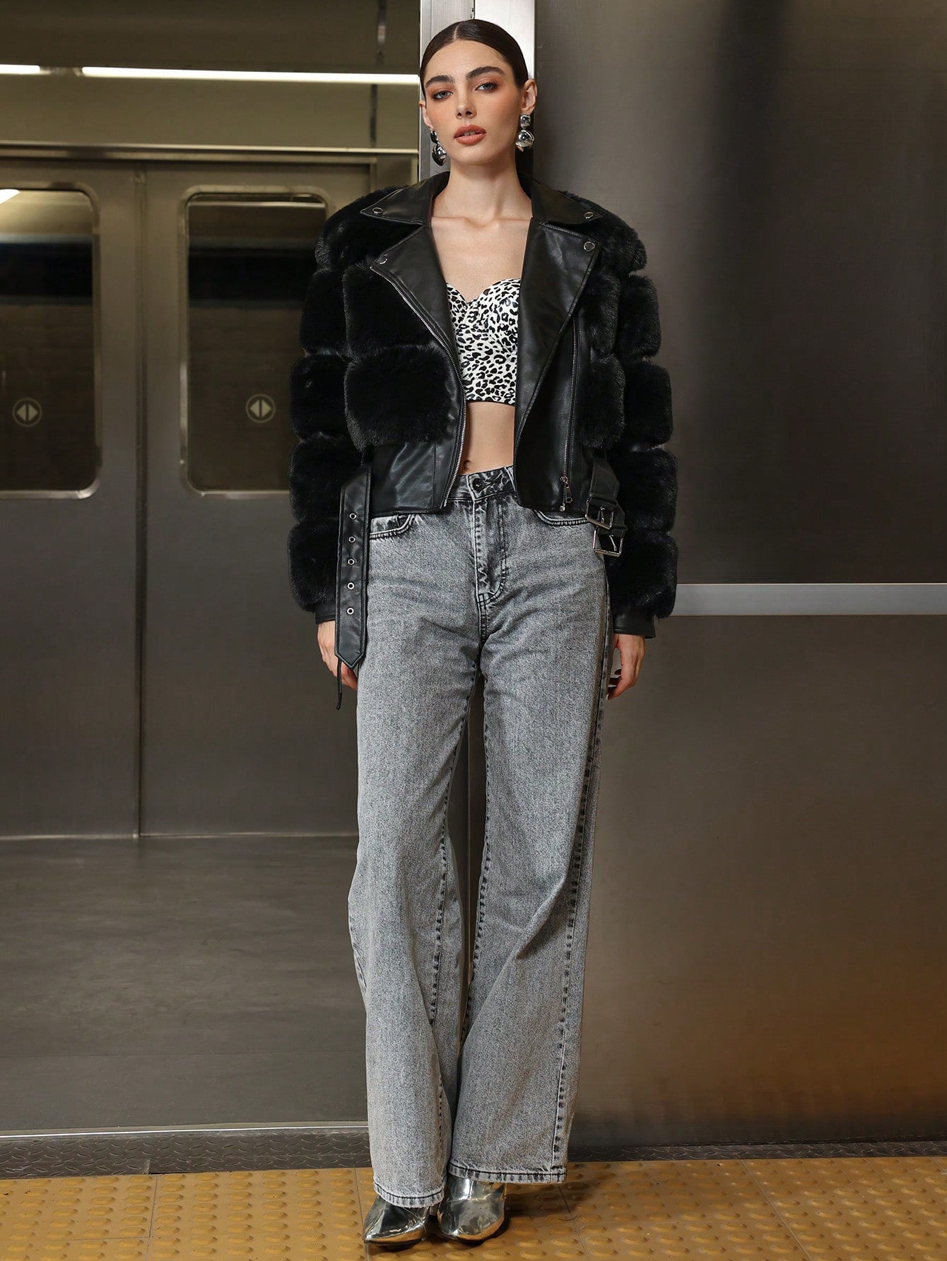 Faux Animal Fur Coat Women Warm Casual Outing Fashion Style Winter Coat 5