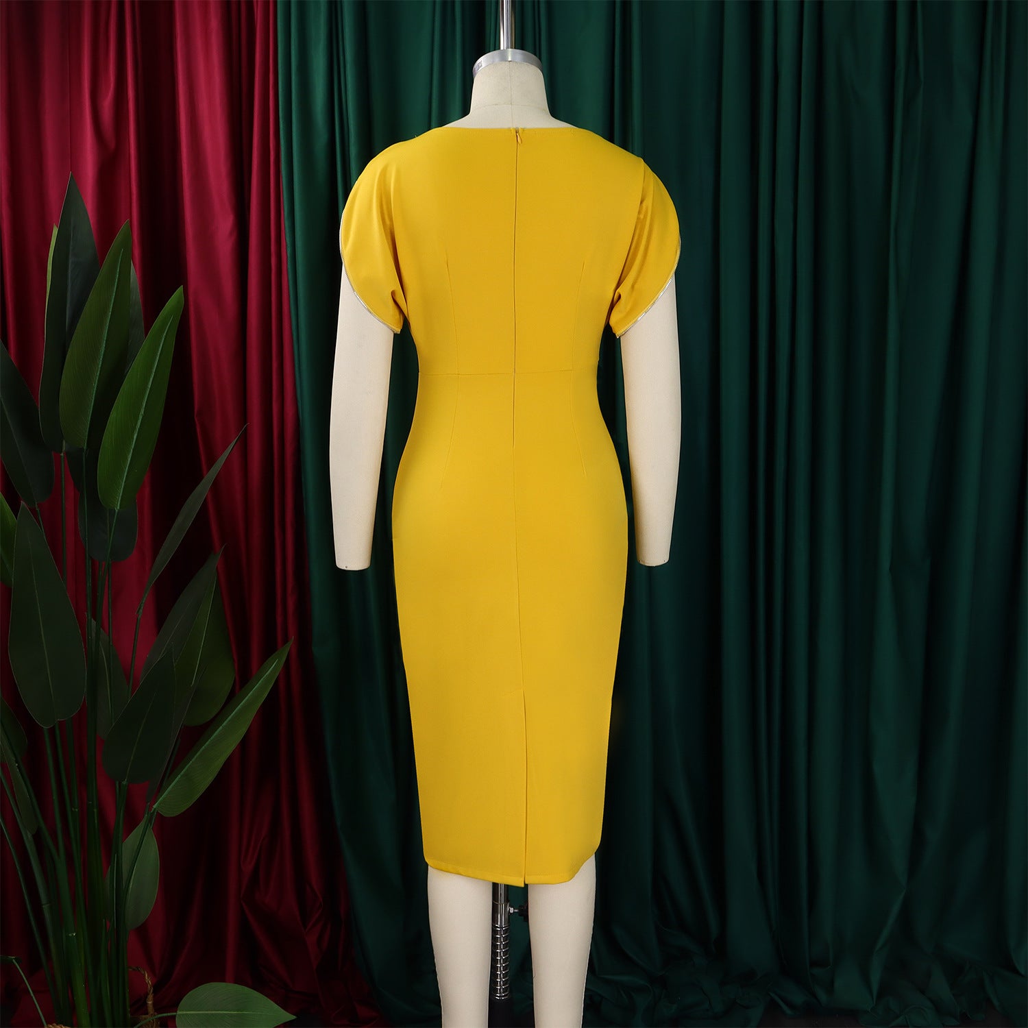 Plus Size African Round-Neck Short-Sleeve Chic Elegant Ol Bodycon Dress 13