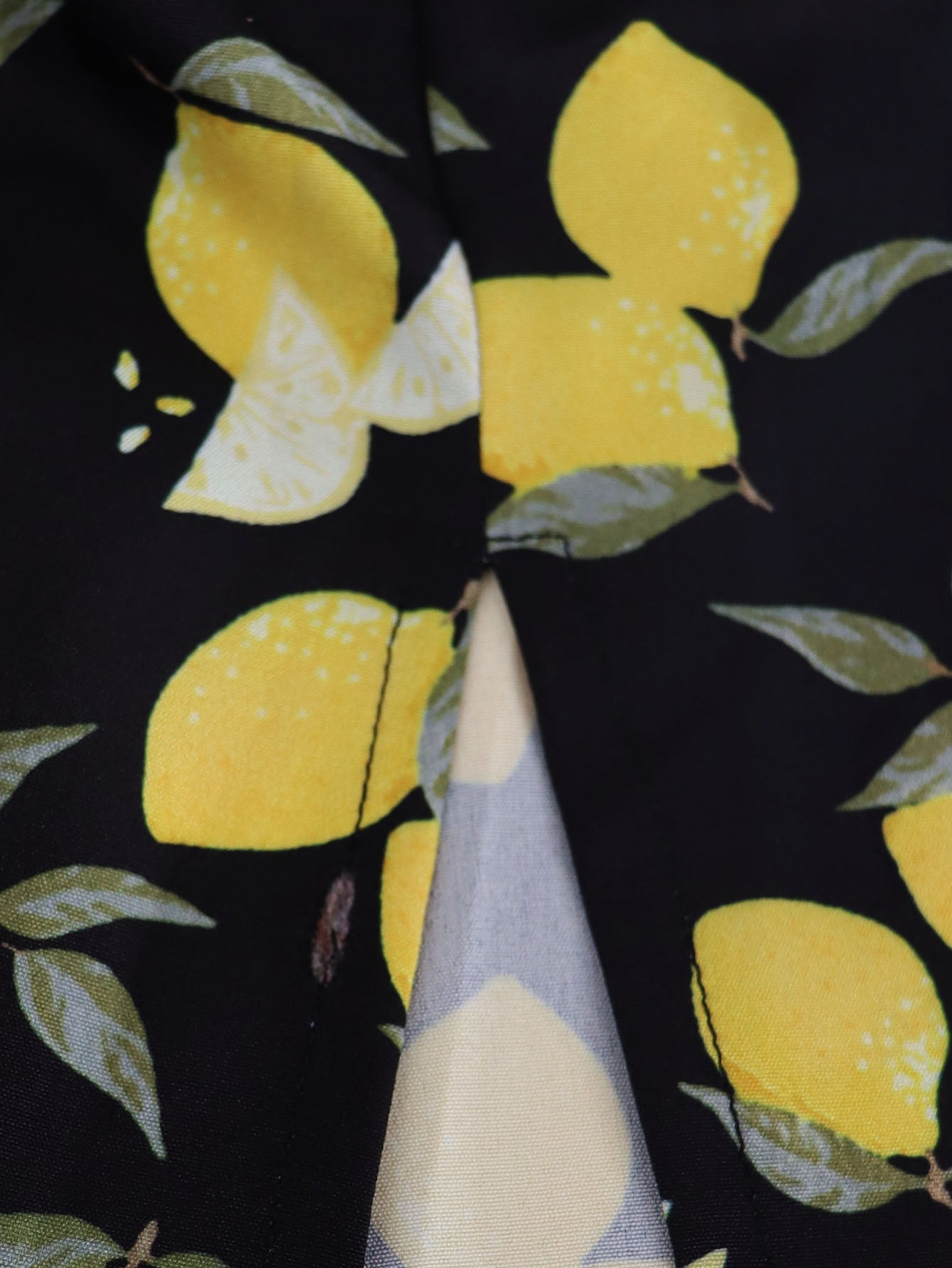 Plus Size Women's Summer Lemon Print High Waist Casual Midi Dress 8