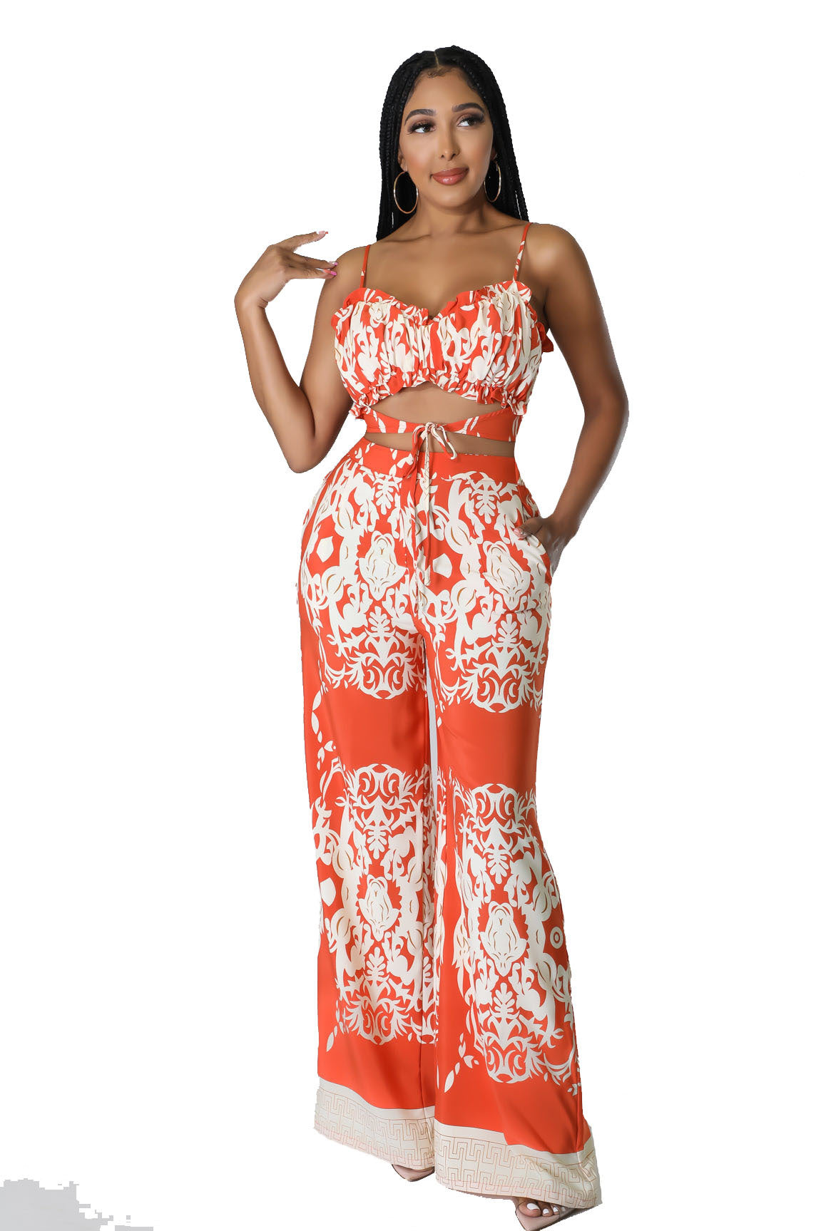 Fashion Print Drawstring Two-Piece Pants Set 5