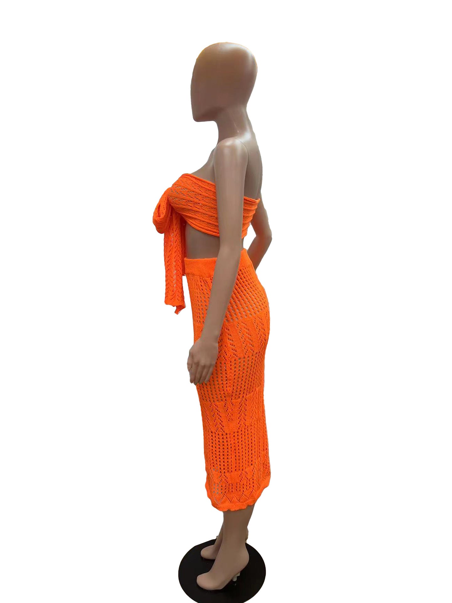 Women's Sexy Knitting Strapless Two Piece Skirt Set 9