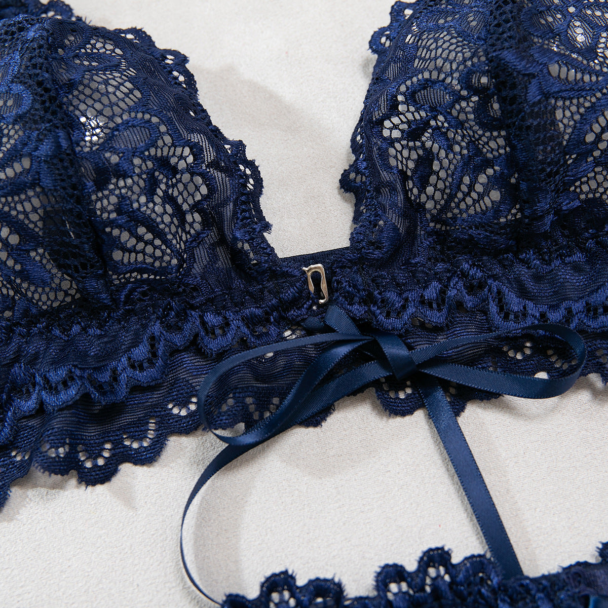 Women lace lace-up with cross-cut see-through lingerie set with sexy lingerie 15