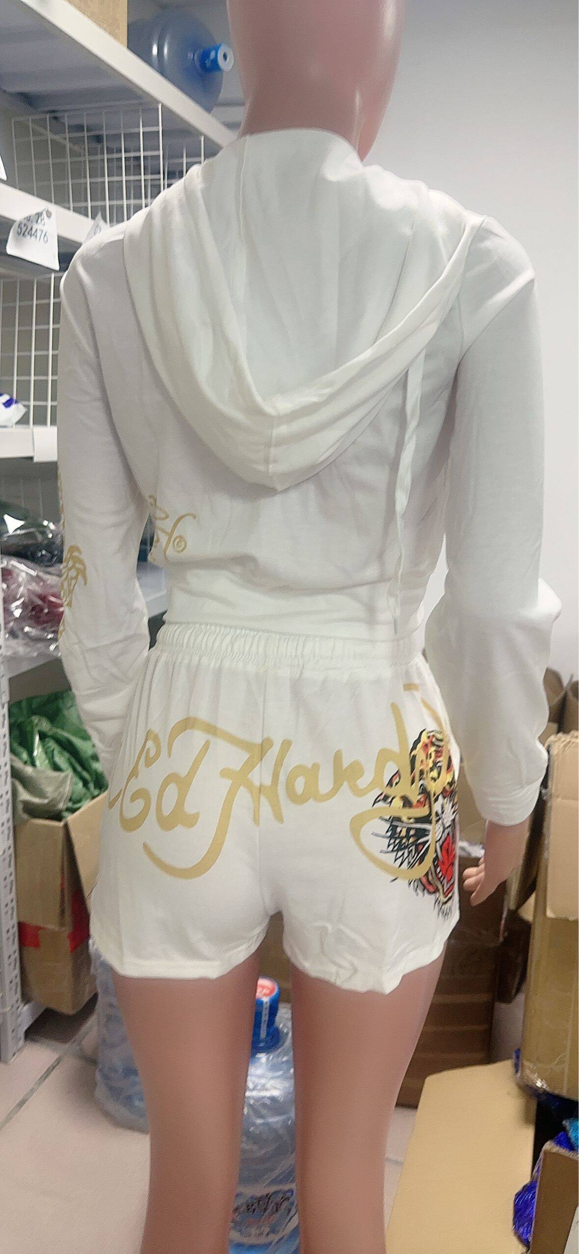 Women fashion print Hoodies and Shorts two piece set 5