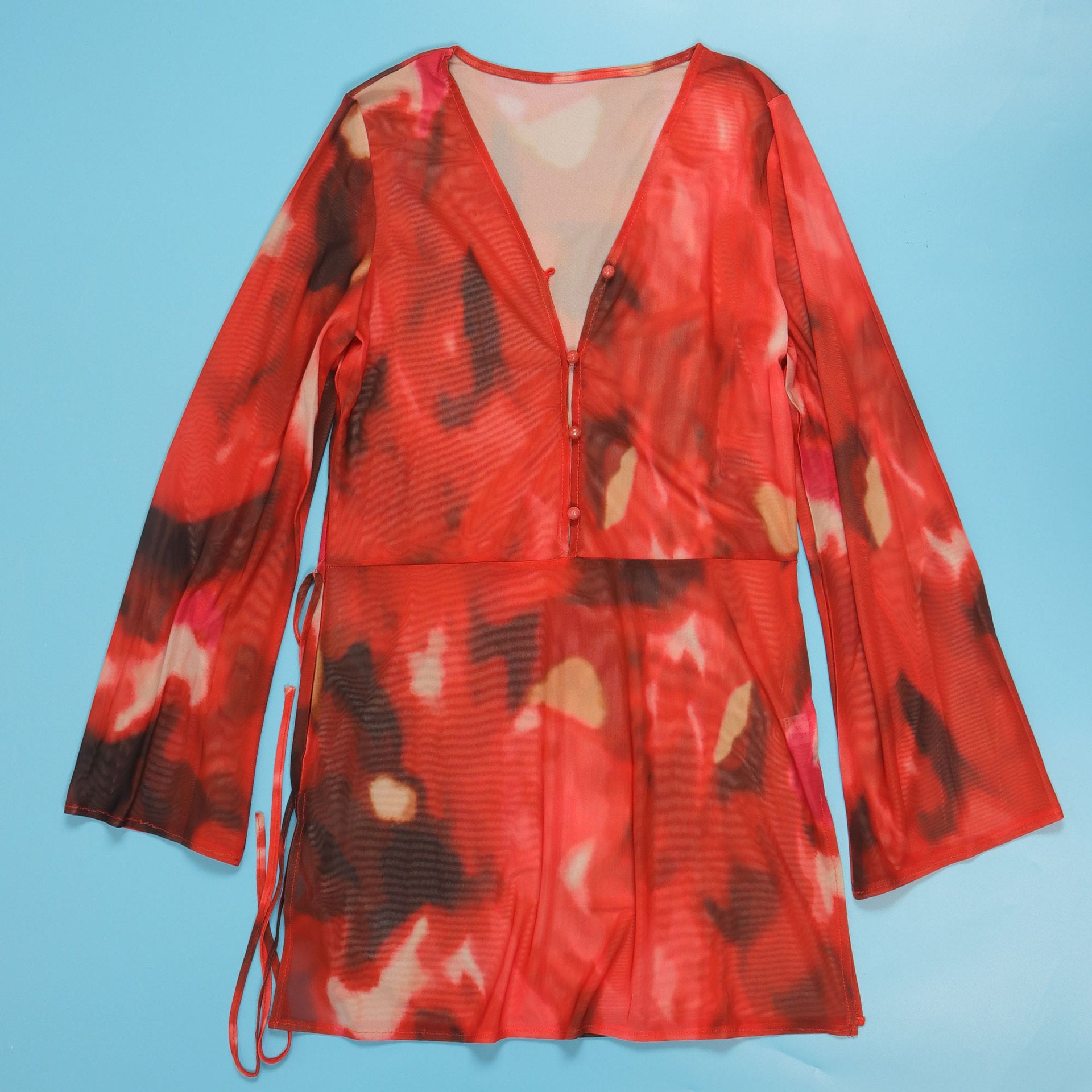 Sexy Printed Lace-Up Long-Sleeved Dress Nightclub Wear 33