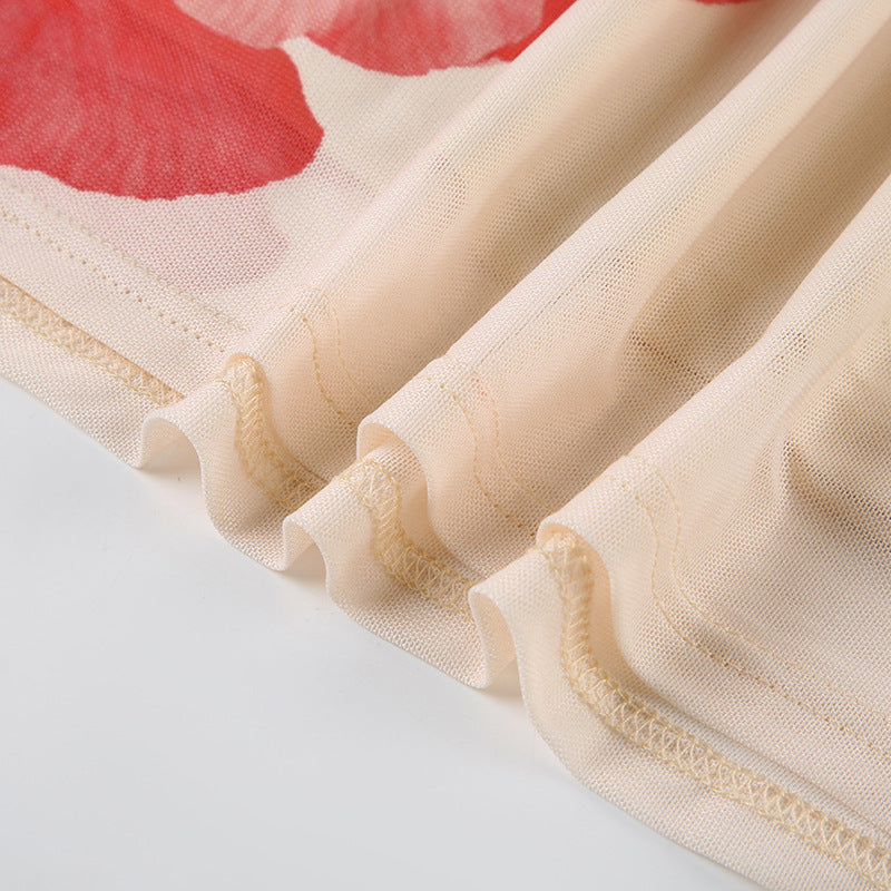 Women's sexy and elegant Holidays style printed contrasting color Halter Neck long dress 13