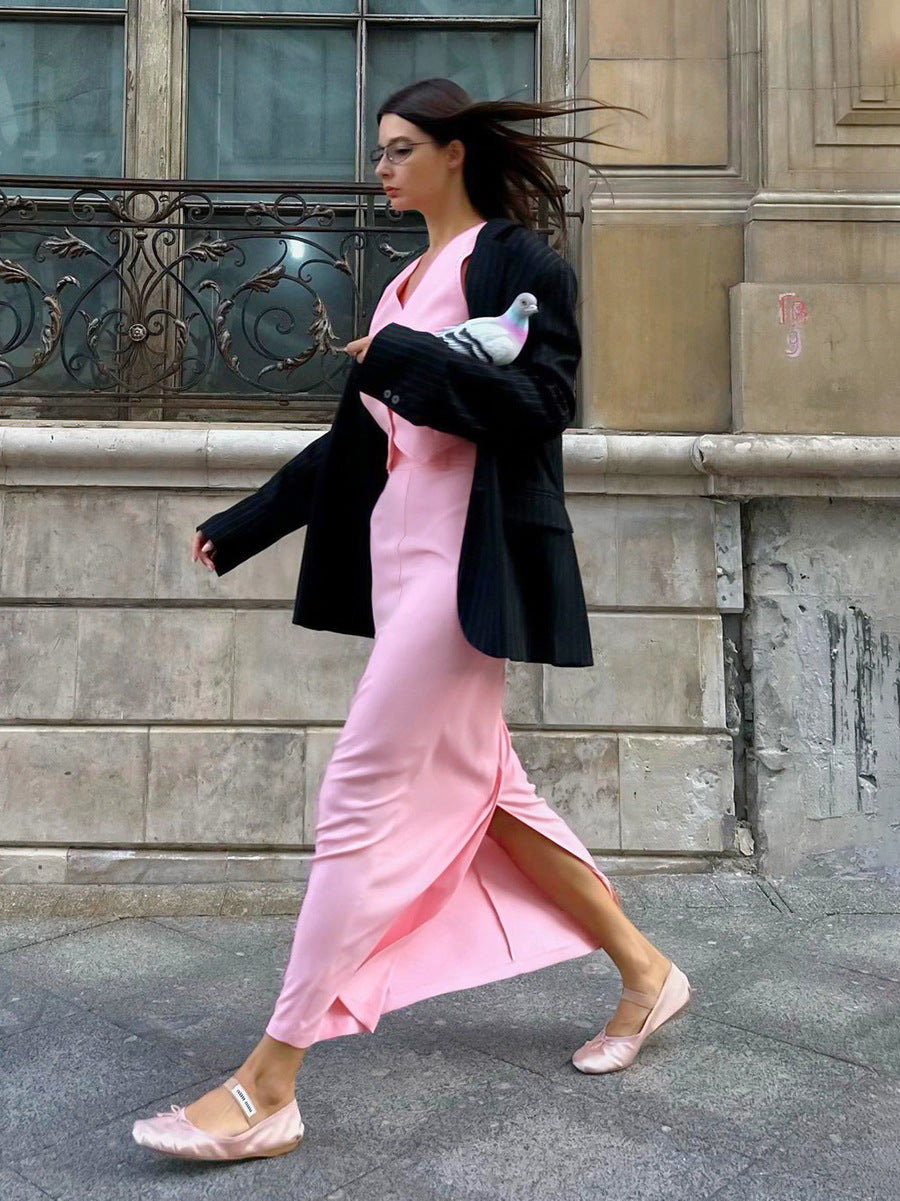 Women French Sexy Vest and Long Skirt Two-piece Set 4