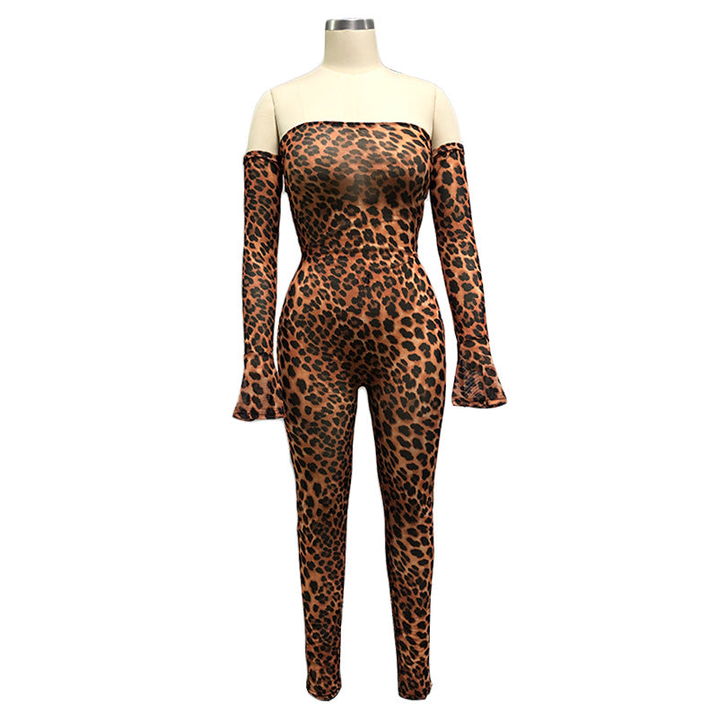 Plus Size Women Casual Leopard Print Jumpsuit 7