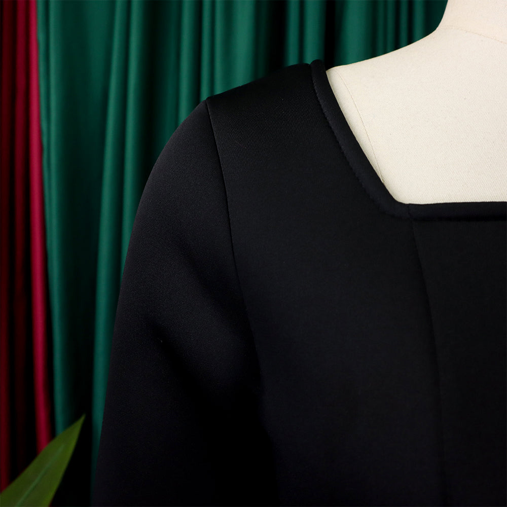 Winter Chic Elegant Fur Decorated Long Sleeve A-Line African Party Dress 44