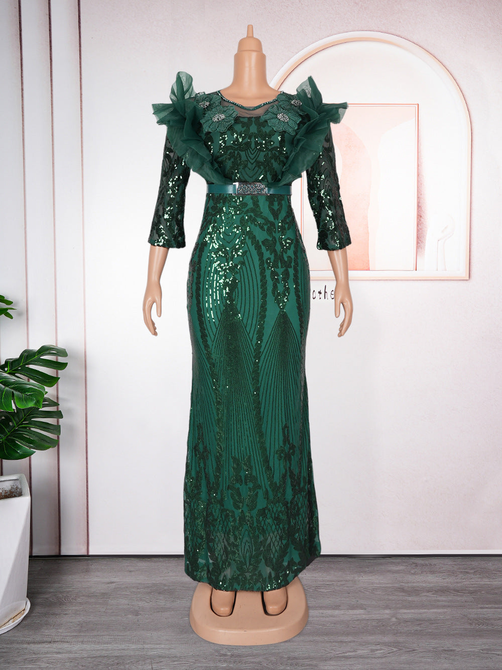 Plus Size African Women Christmas Halloween Party Evening Dress Sequins 9