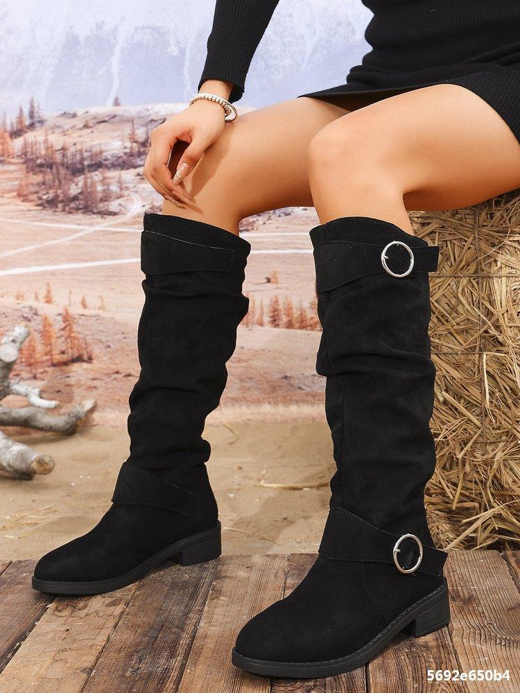 Plus-Size Women Block-Heeled Slimming Boots