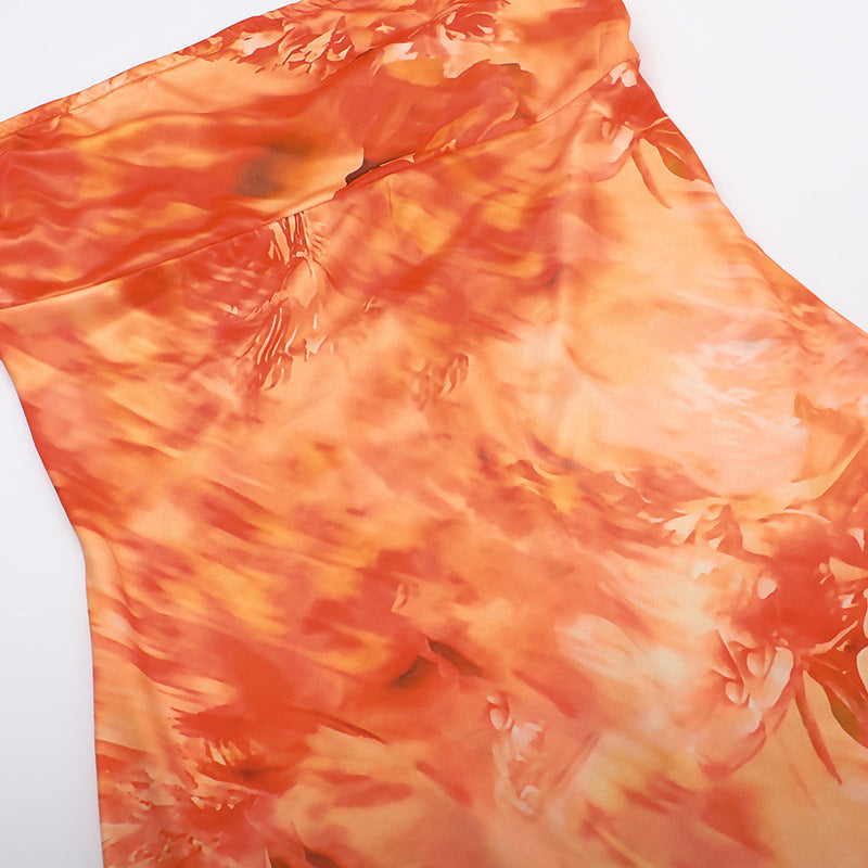 Sexy Strapless Slim Waist Bodycon Floral Dress Chic Holiday Maxi Dress 12