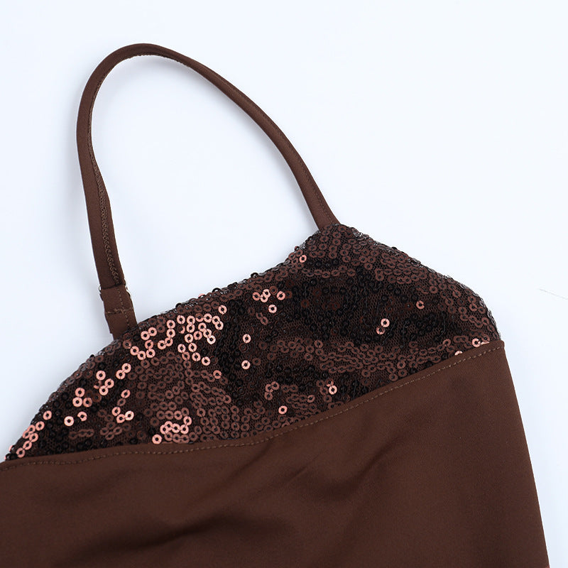 Women fall French lace patchwork dress 16