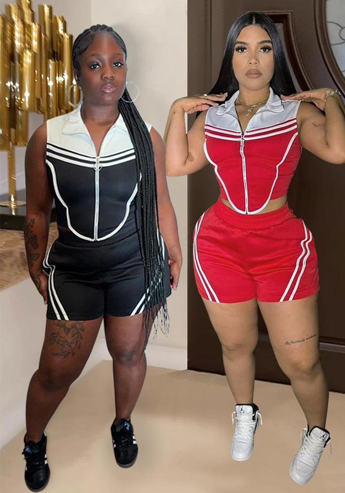 Women's Sexy Casual Sleeveless Top and Shorts Two-Piece Set