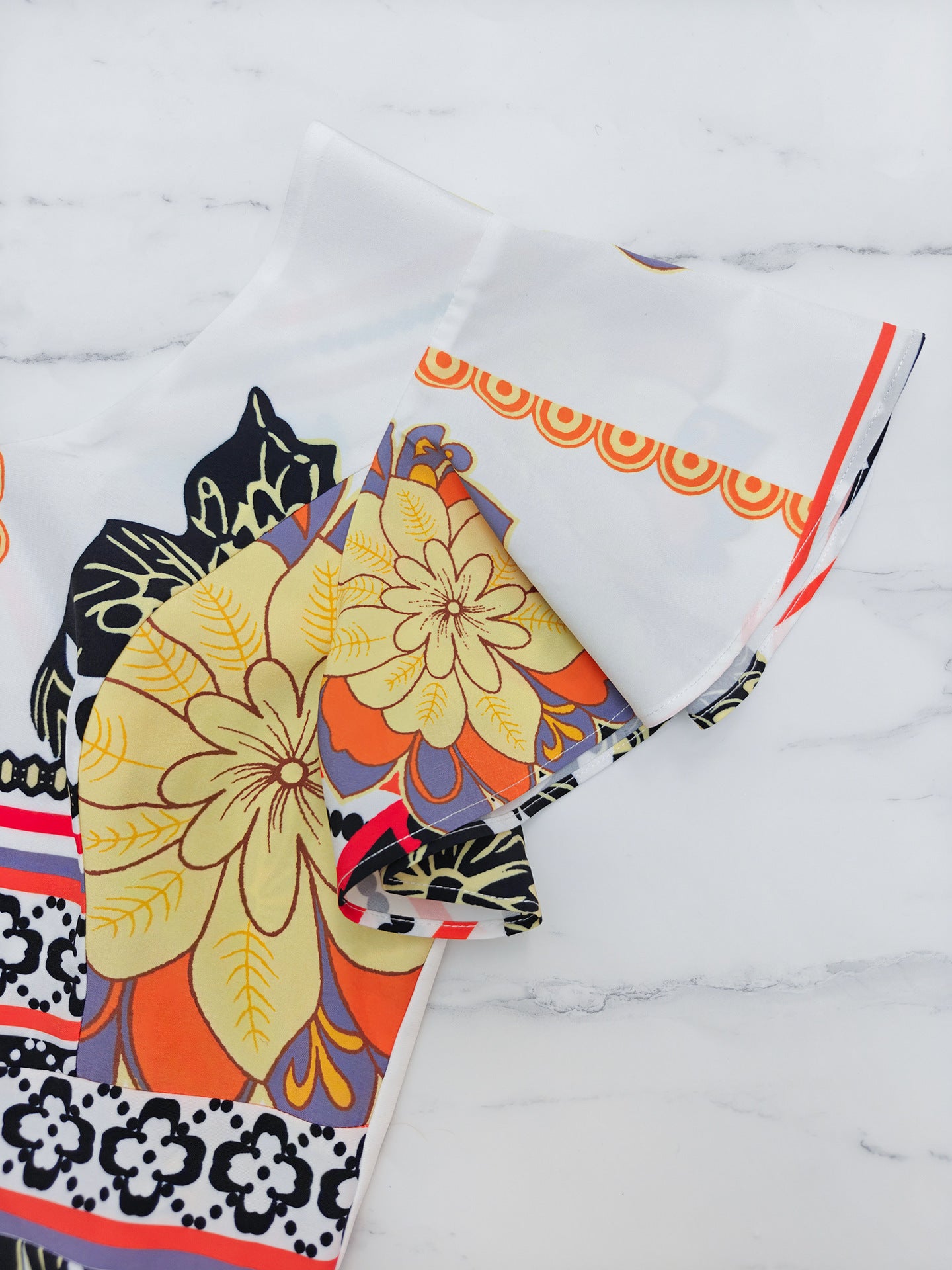 Women Print Holidays Casual Ruffle Sleeve V-Neck Floral Dress 6