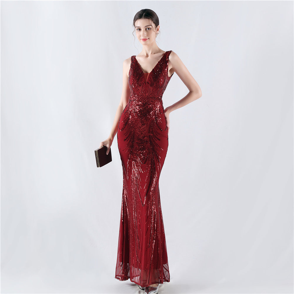 Plus Size Women Sequined Formal Party Maxi Evening Dress 7