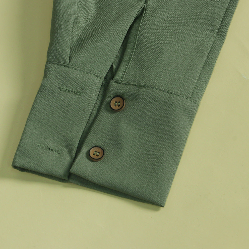 Women Sexy Lace-Up Buttoned Long-Sleeved Dress 38