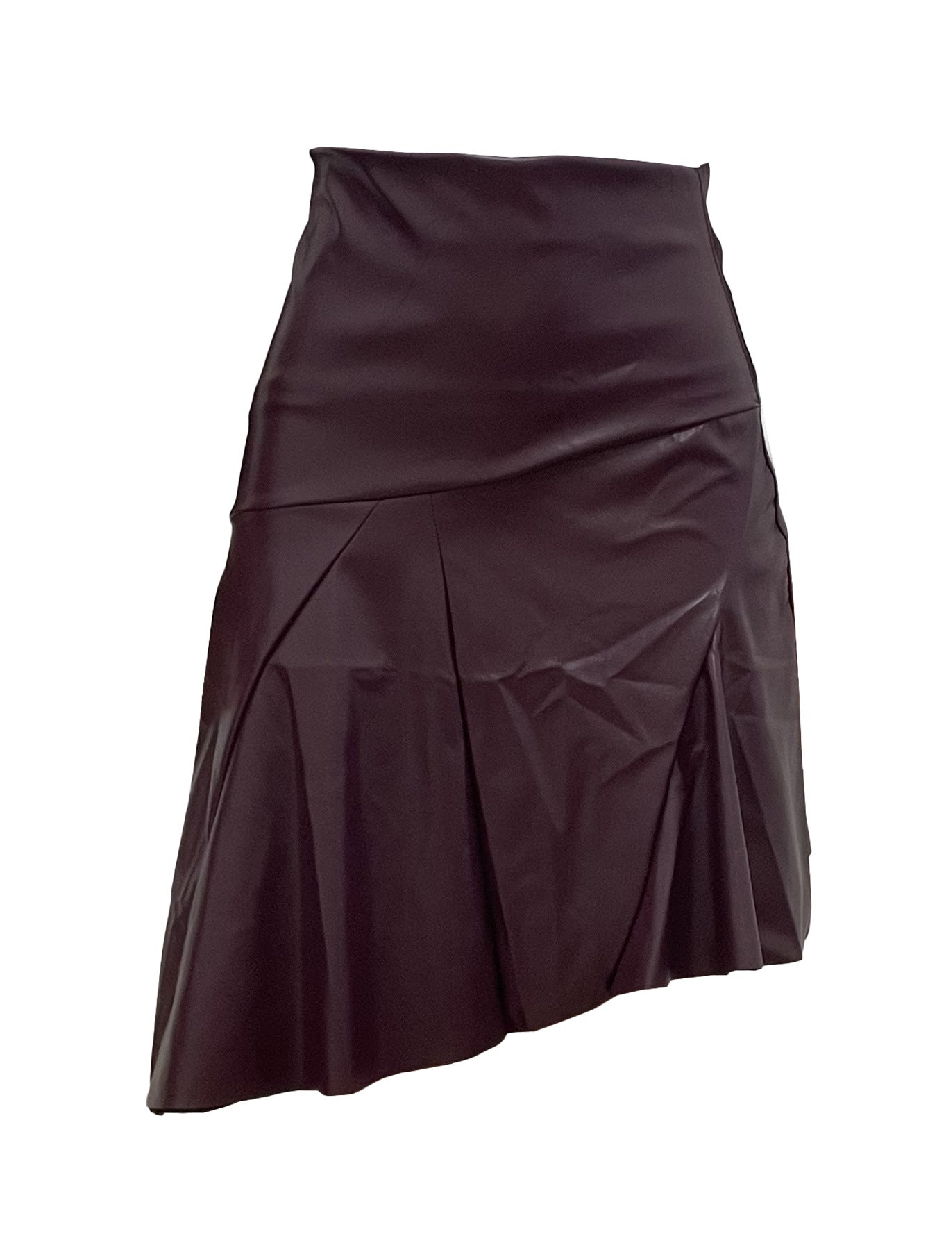 Women Autumn and Winter High Waisted Irregular PU-leather Skirt 12