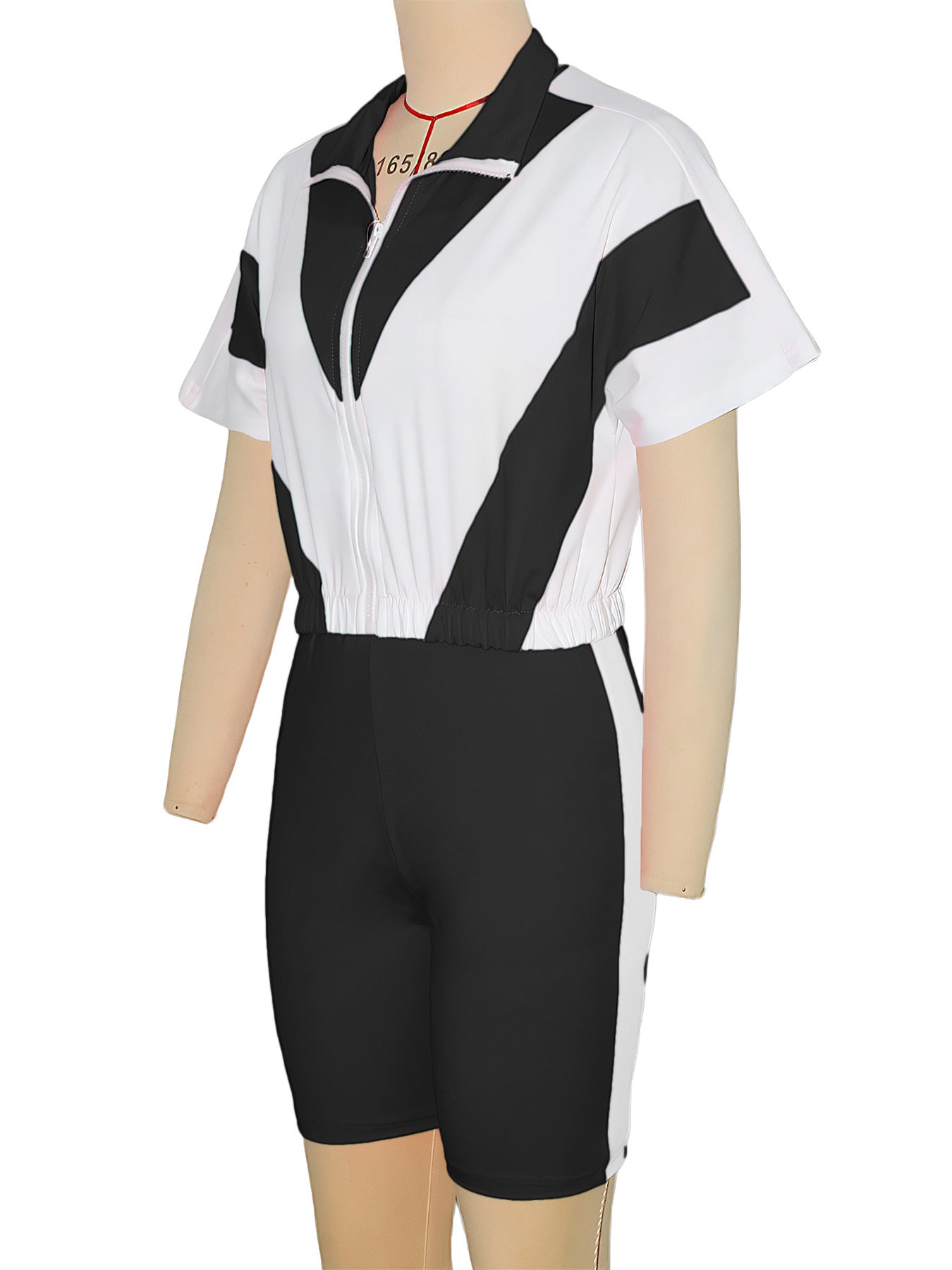 Women contrast color sports Casual short-sleeved Top and shorts two-piece set 19