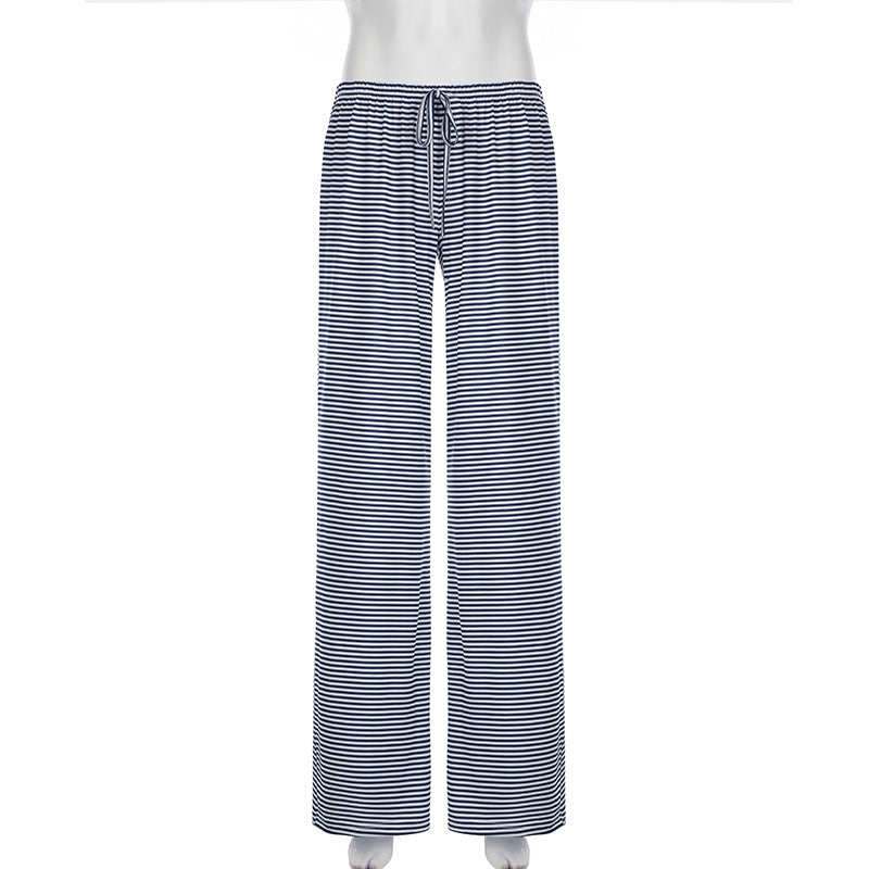 Women American Casual Striped Lace-up Pants 20