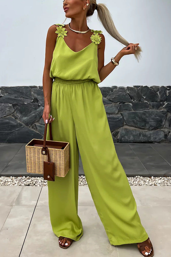 Spring Summer Style Strap Sleeveless Casual Loose Women Jumpsuit 5