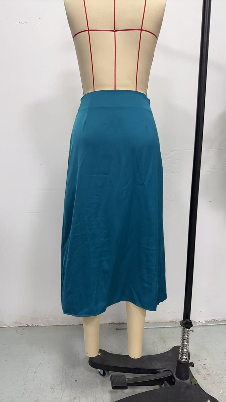 Women Summer Pleated Slit Skirt 6