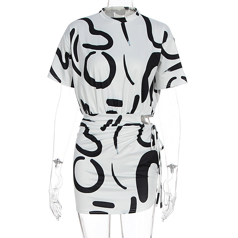 Women Summer Tie-Dye Gathered Bodycon Dress 9