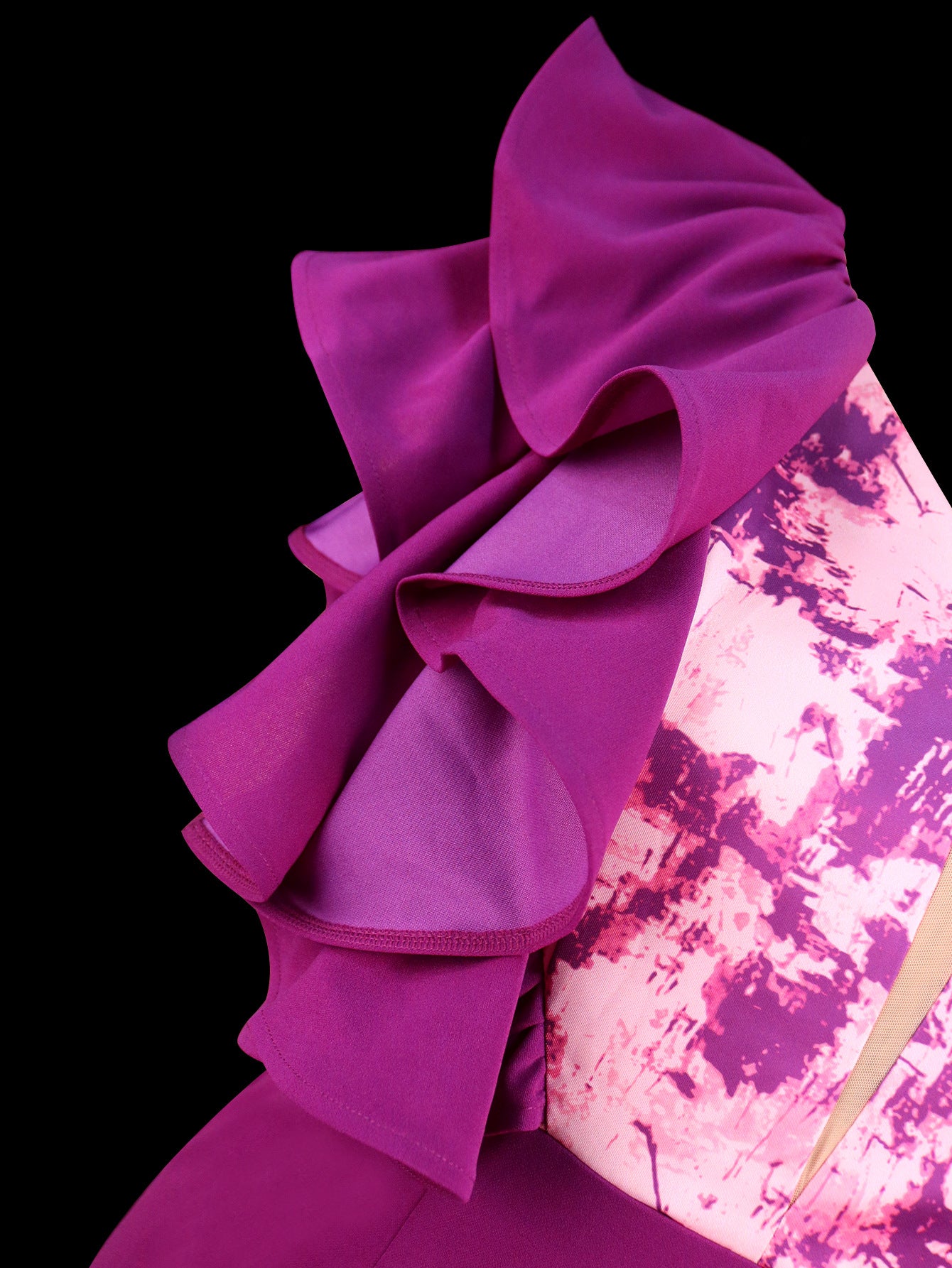 Ruffle See-Through Mesh Deep V Neck Bodycon Elegant Formal Party Dress 7