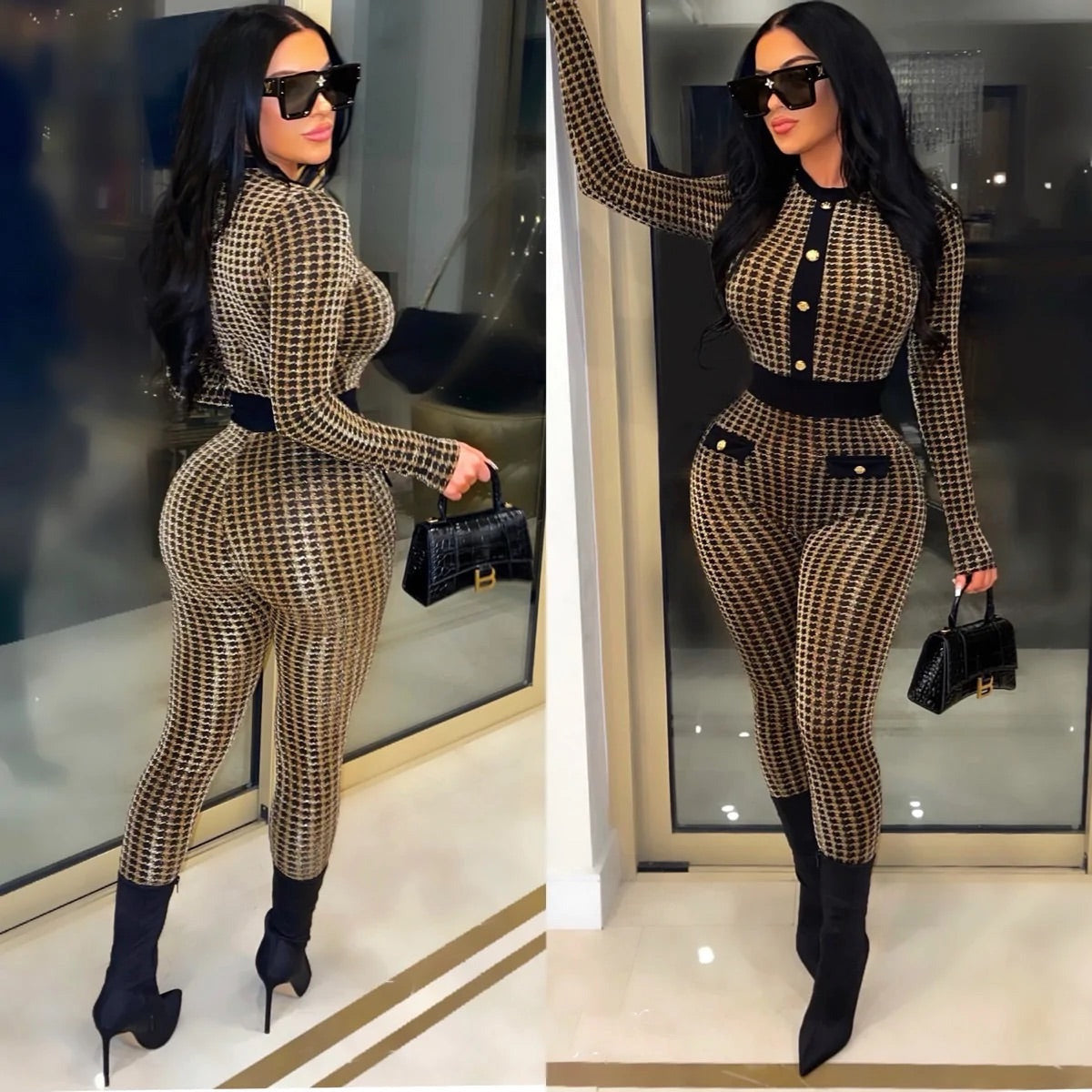 Women'S Sexy Long Sleeve Round Neck Jumpsuit 12