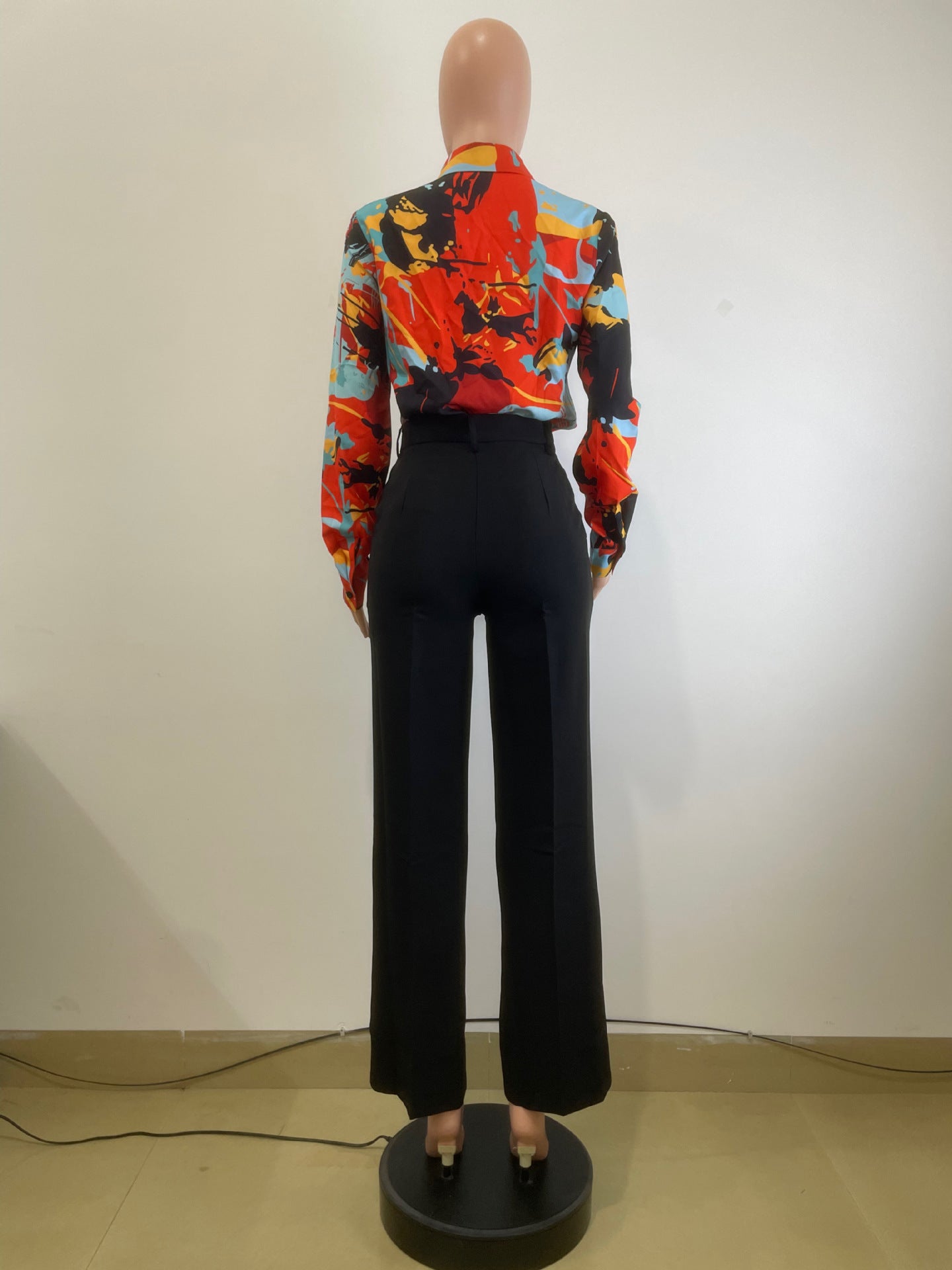 Career Women's Autumn Winter Printed Casual Office Ladies Long-Sleeved Shirts 10