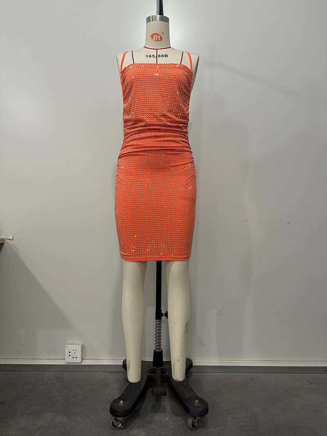 Women Solid Beaded Halter Neck Lace-Up Dress 5