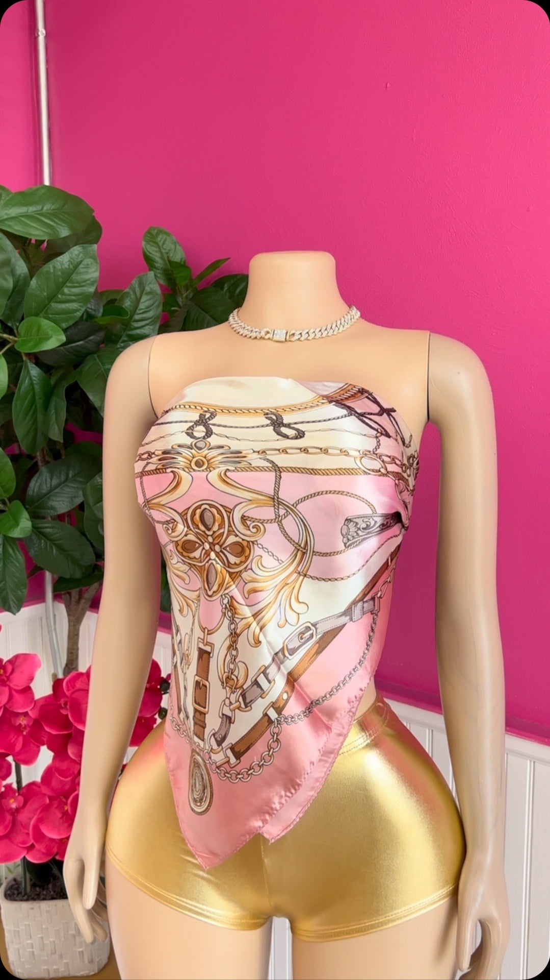 Women Casual Strapless Suspender Printed Top Shorts/Cropped Pants Two-piece Set 4