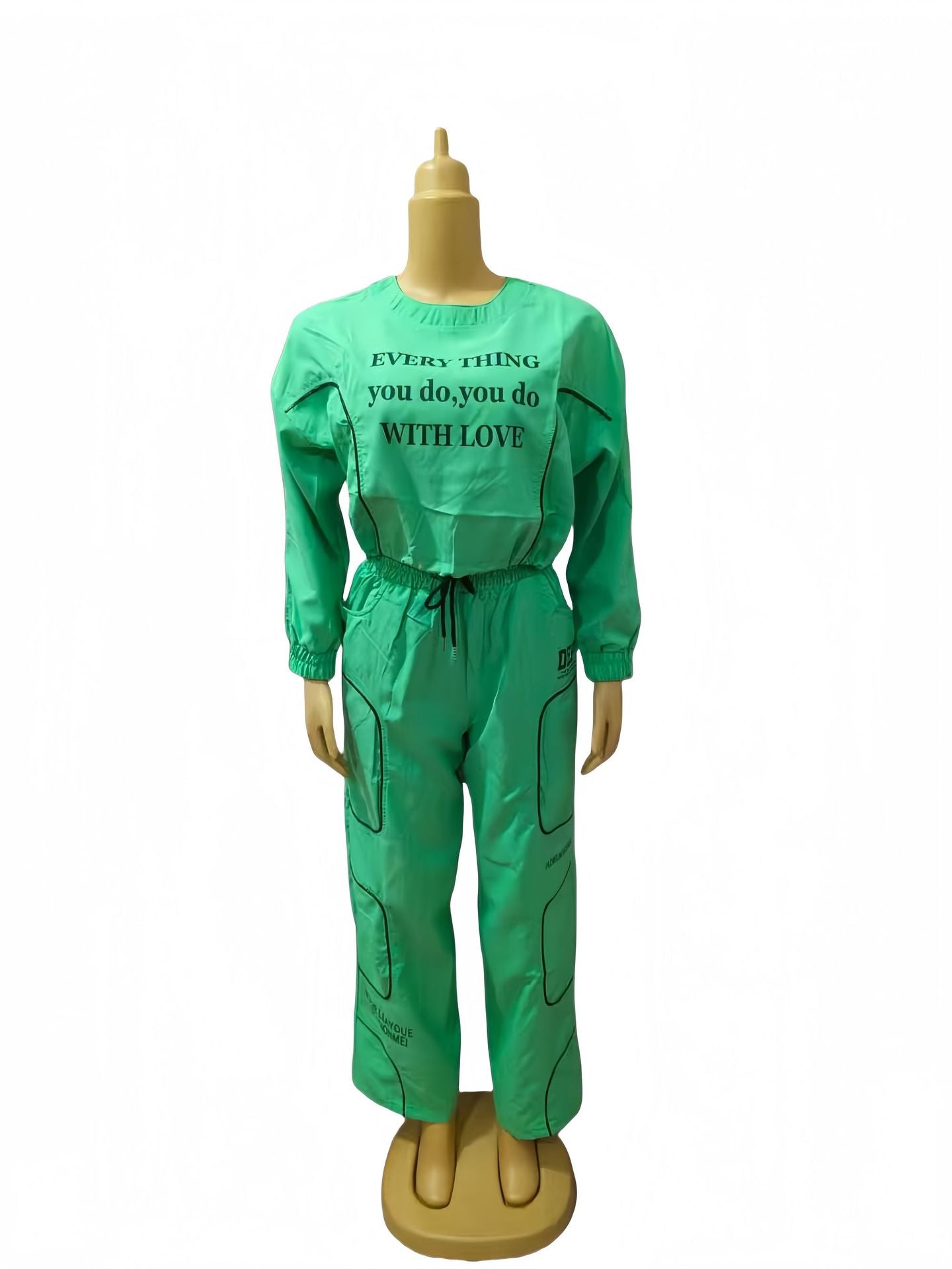 Women Solid Printed Casual Top and Pants Two-piece Set 13